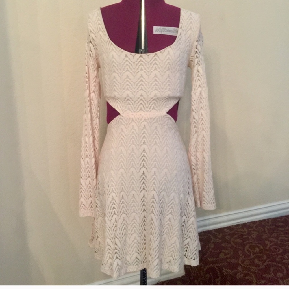 Free people boho lace crochet dress open back